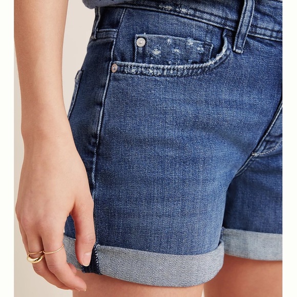 Pilcro and Letterpress Anthropology High-Rise Slim Boyfriend Denim Shorts 27 - Picture 2 of 15